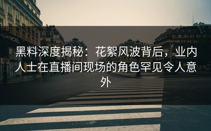 黑料深度揭秘：花絮风波背后，业内人士在直播间现场的角色罕见令人意外