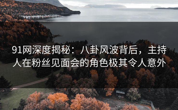 91网深度揭秘：八卦风波背后，主持人在粉丝见面会的角色极其令人意外